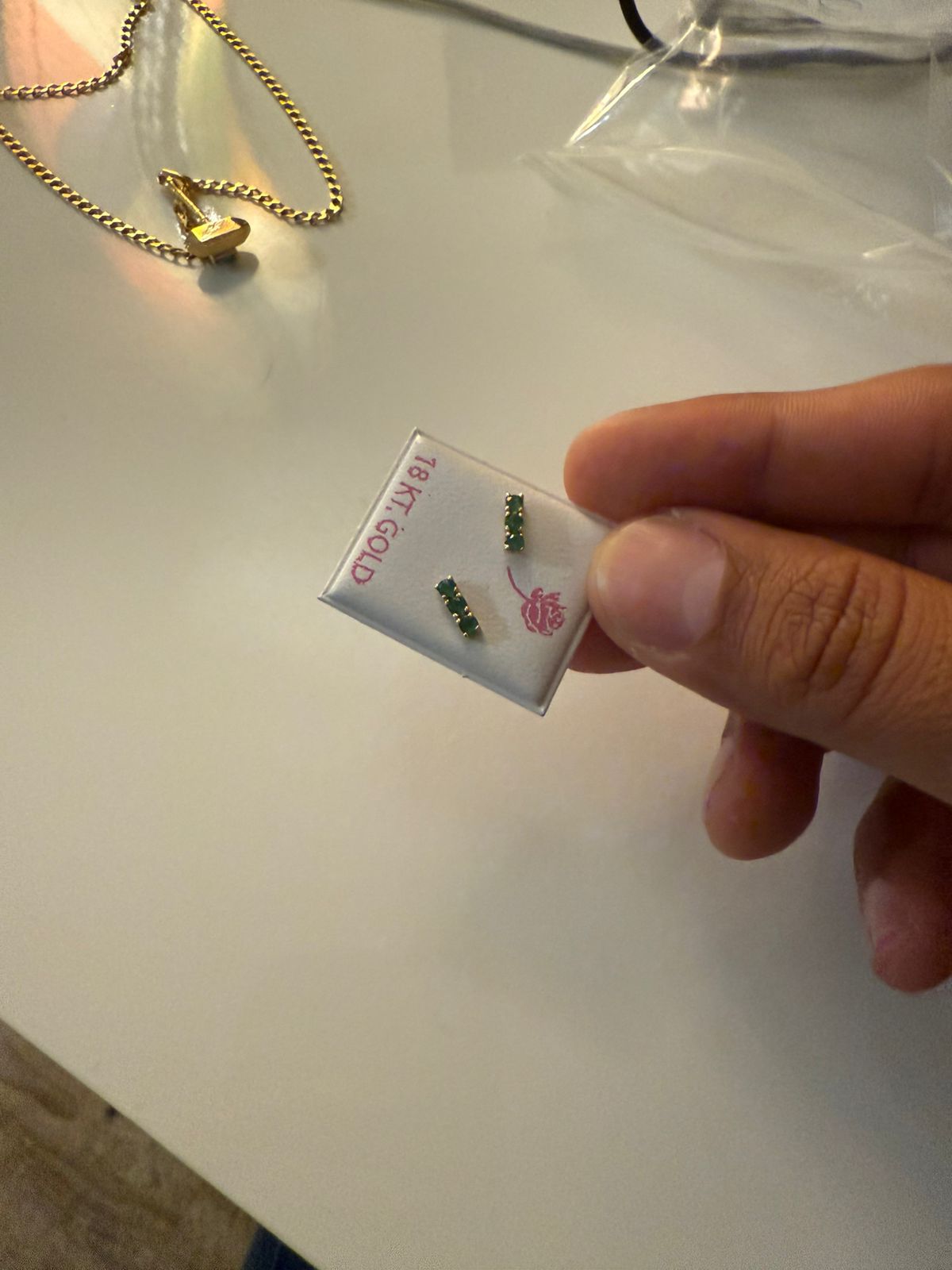 3 Emerald Studs