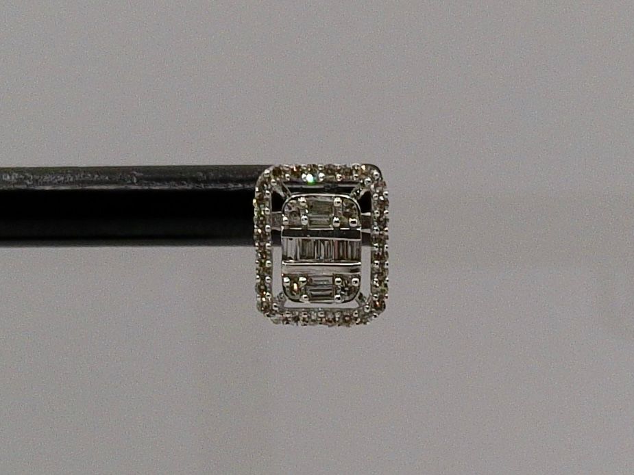 Diamond Emerald Shaped Stud Earrings