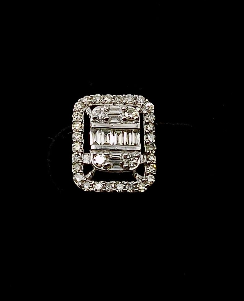 Diamond Emerald Shaped Stud Earrings