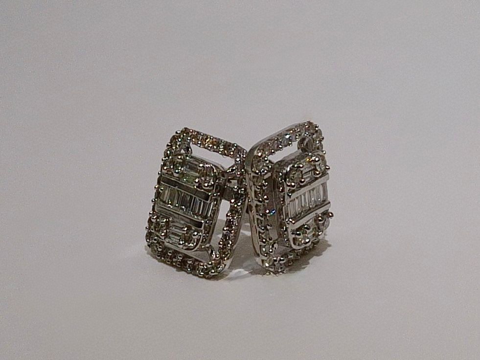 Diamond Emerald Shaped Stud Earrings