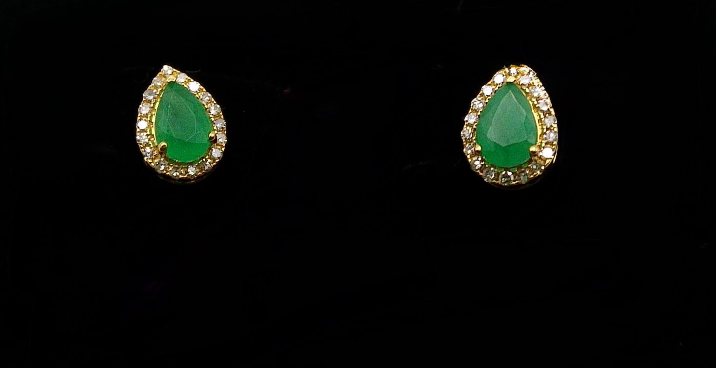 Diamond And Emerald Stud Earrings