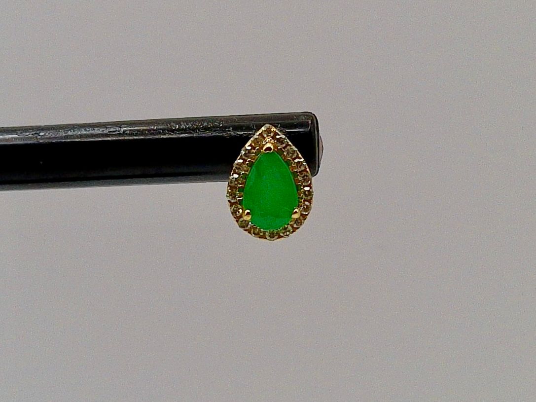 Diamond And Emerald Stud Earrings