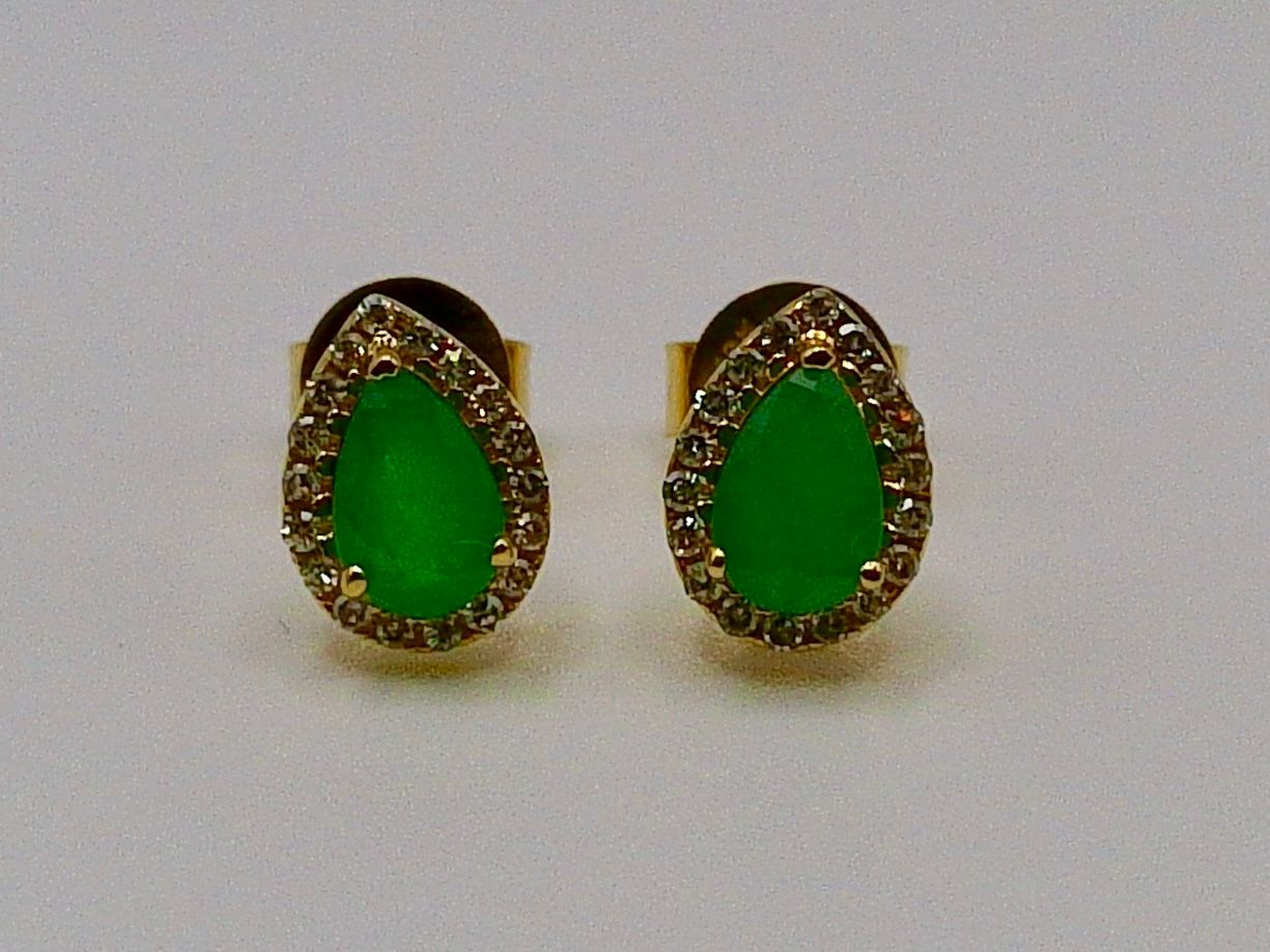 Diamond And Emerald Stud Earrings