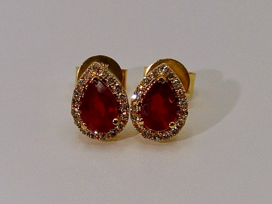 Diamond And Ruby Stud Earrings