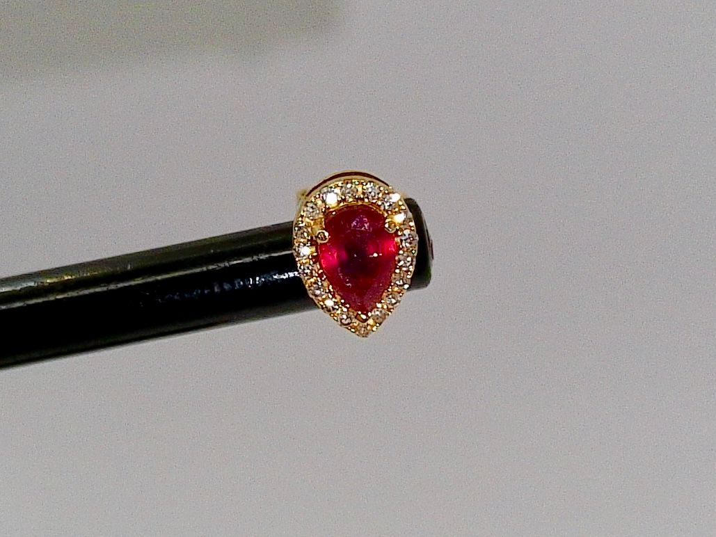 Diamond And Ruby Stud Earrings
