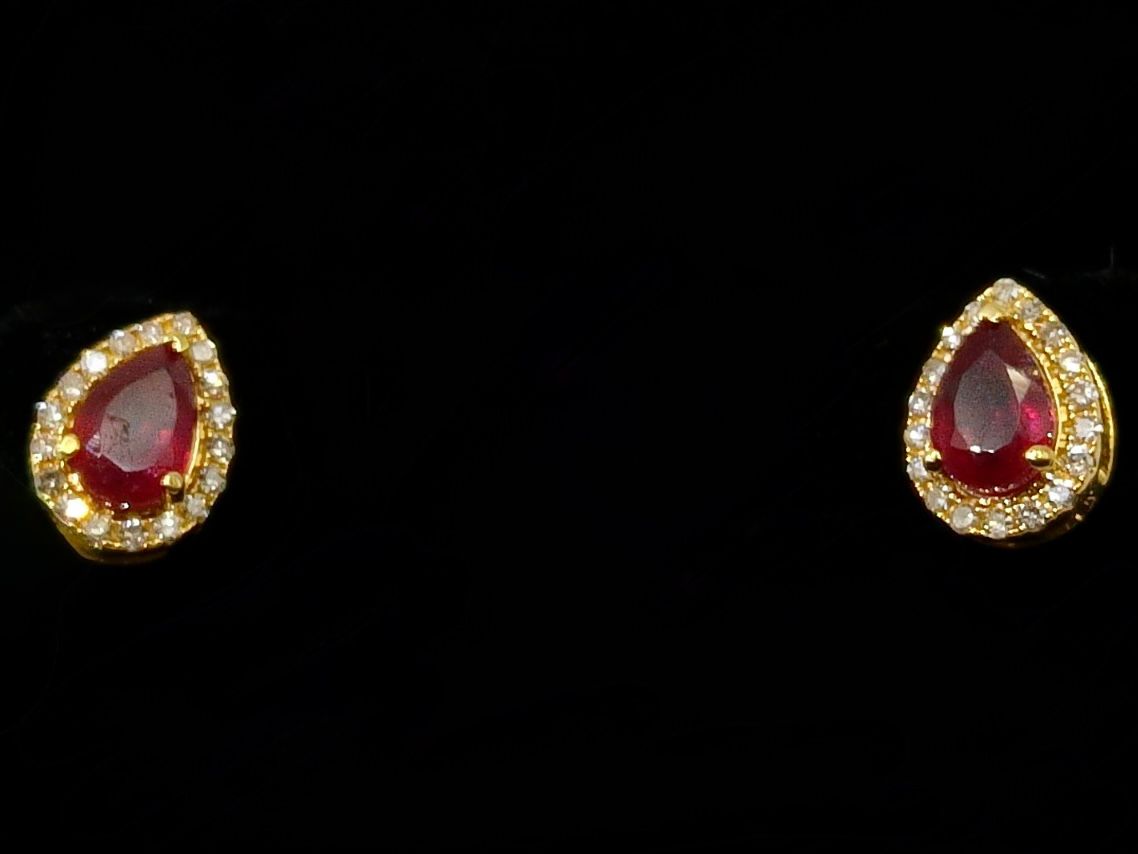 Diamond And Ruby Stud Earrings