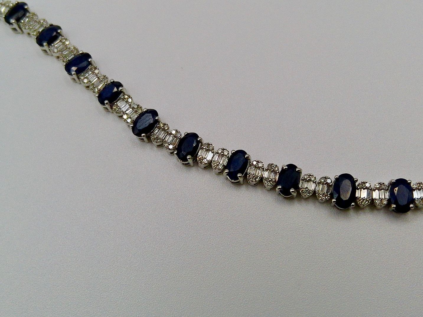 Diamond And Blue Saphire Tennis Bracelet