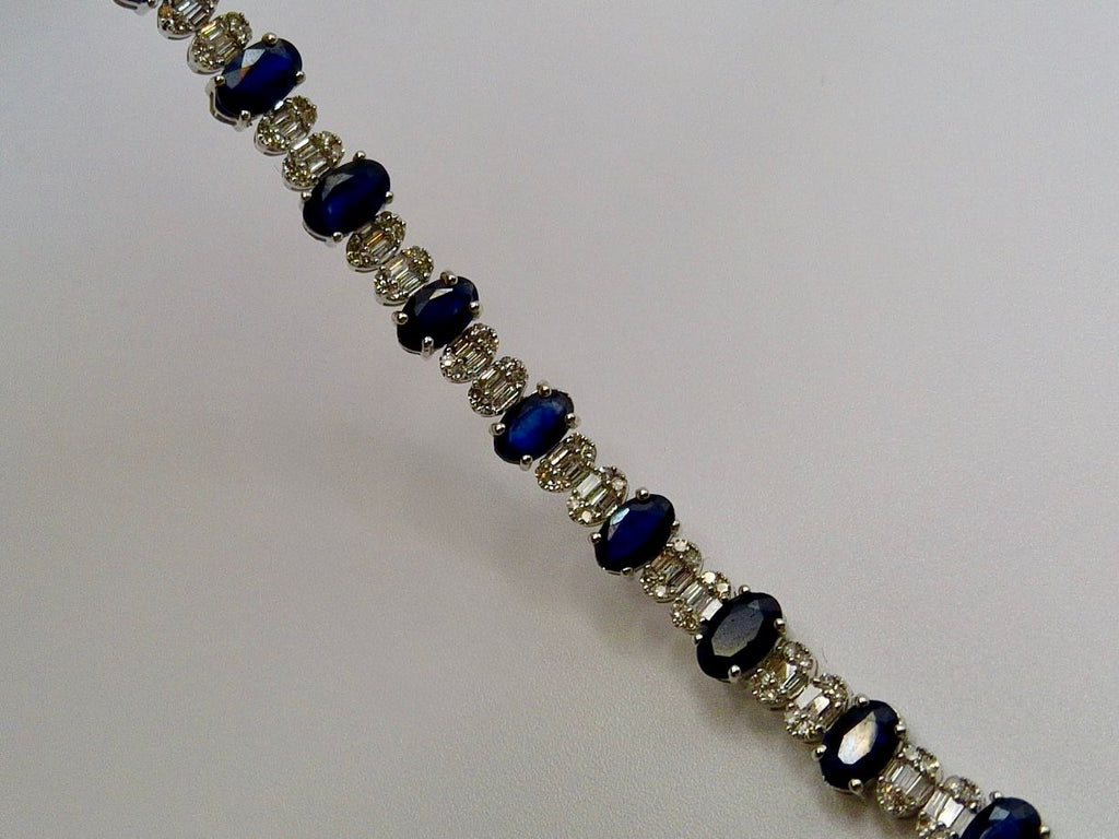 Diamond And Blue Saphire Tennis Bracelet