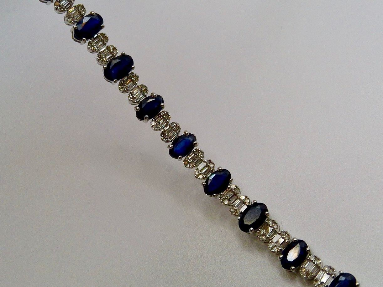 Diamond And Blue Saphire Tennis Bracelet