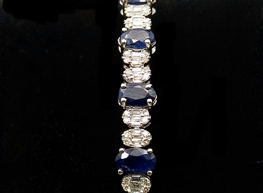 Diamond And Blue Saphire Tennis Bracelet