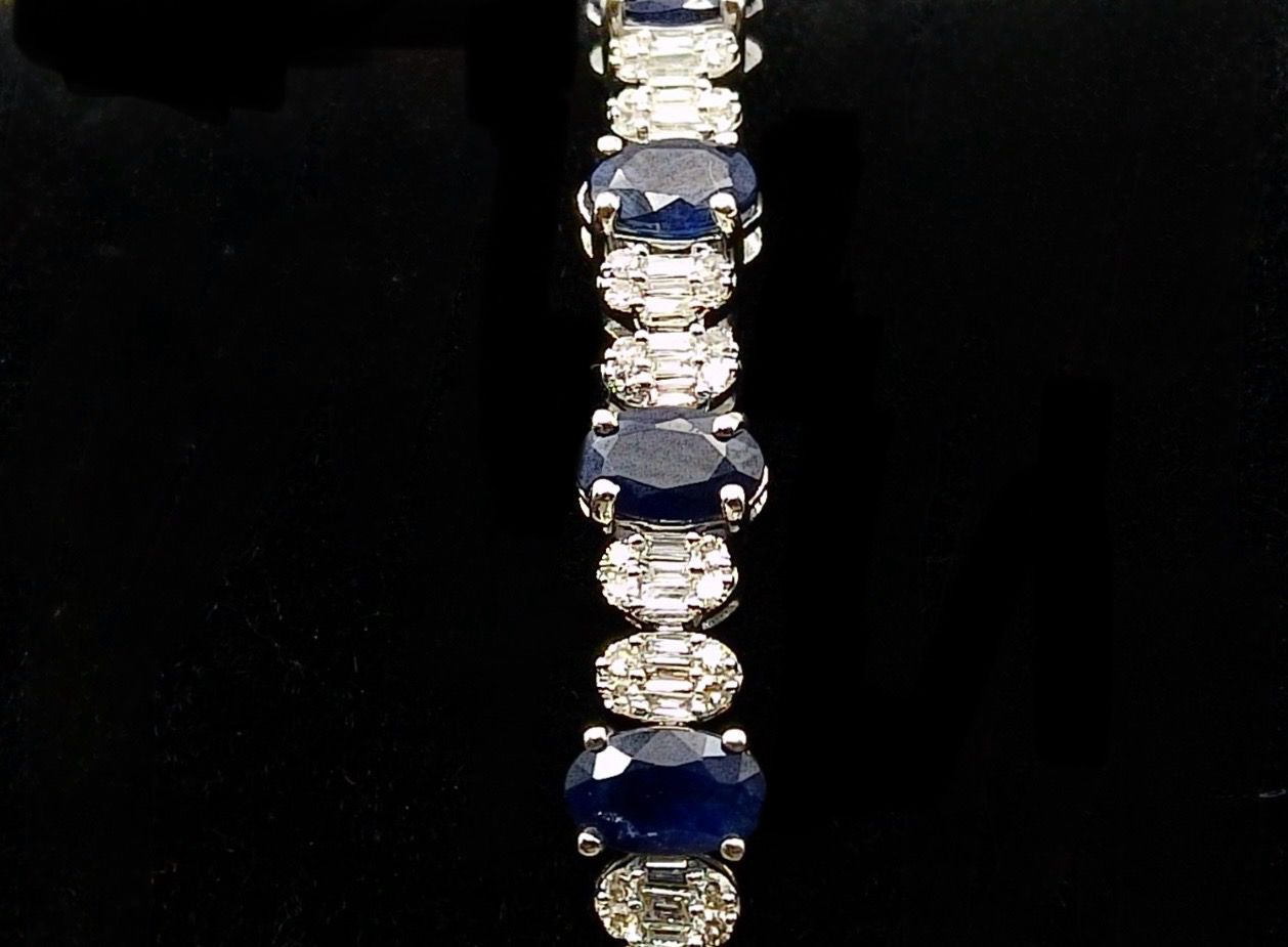 Diamond And Blue Saphire Tennis Bracelet
