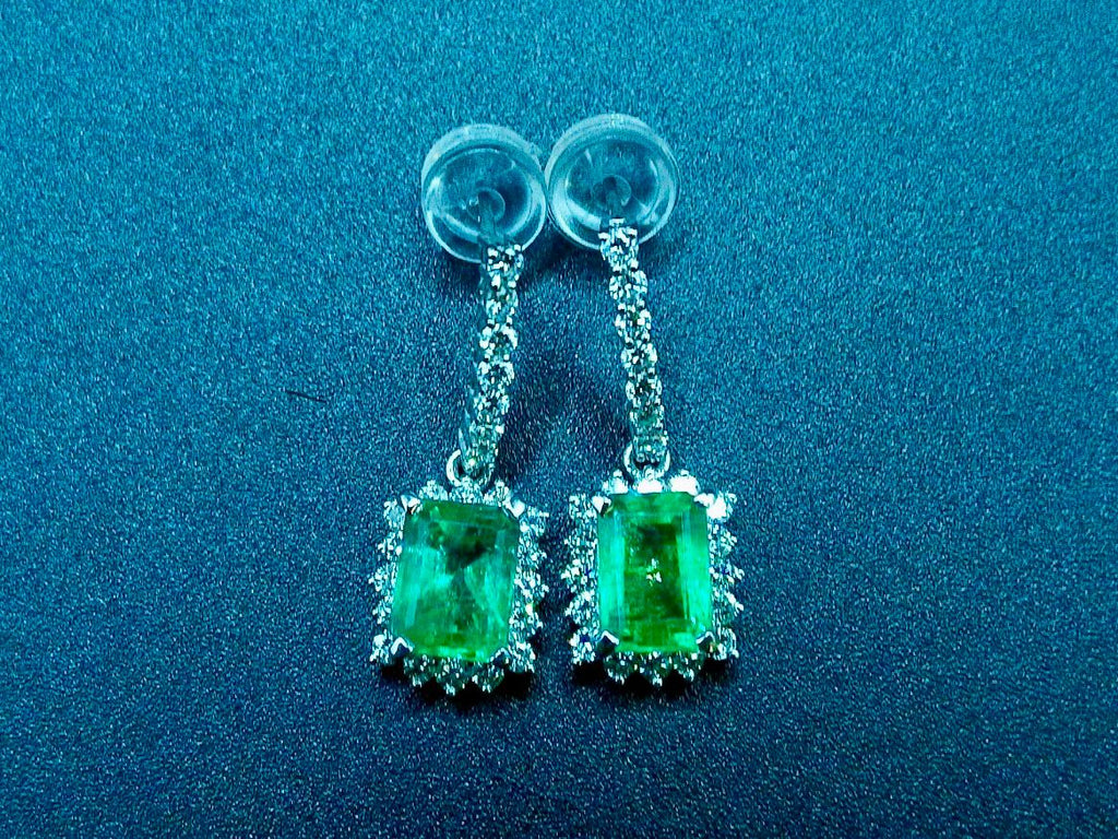 Emerald Earrings With Diamond halo
