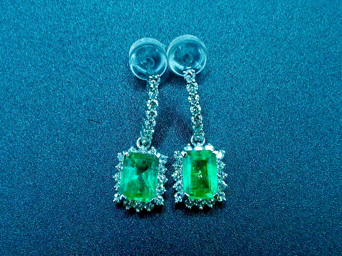 Emerald Earrings With Diamond halo