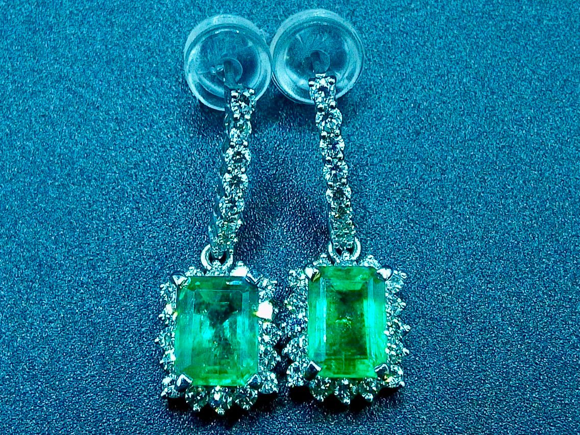 Emerald Earrings With Diamond halo
