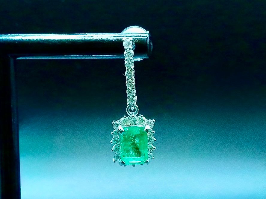 Emerald Earrings With Diamond halo