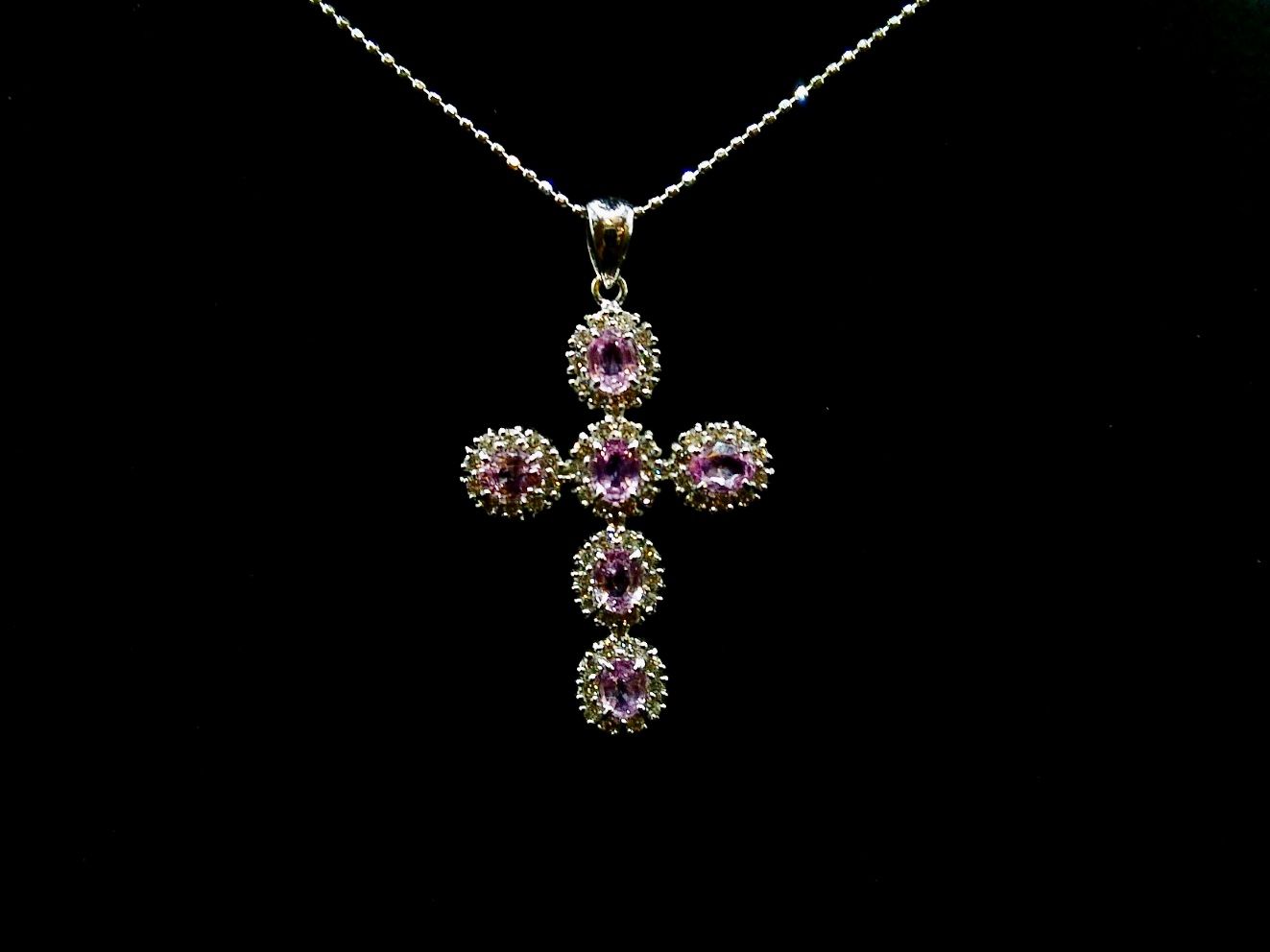 Diamond And Pink Sapphire Cross pendant